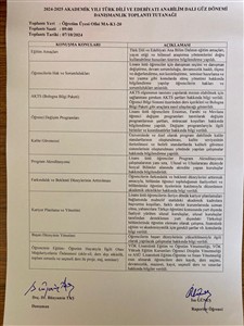 2024-2025 Güz Dönemi Yüksek Lisans Danışmanlık Toplantıları
